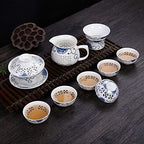 Blue-and-white exquisite ceramic teapot kettle tea cup hollow out porcelain tea set chinese handmade tea set drinkware-K10 pcs (M10 pcs) - Image 3