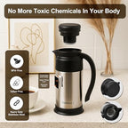 Creamer Pitcher for Coffee,1L/34 Oz Thermal Coffee Carafe,Stainless Steel Coffee Carafes for Keeping Hot and Cold,Double-Wall Design,12-Hour Hot & Cold,Leak-Proof, Portable for Travel,Camping,Office - Image 2