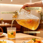 Amzcku Glass Pitcher with Lid, 101 oz/ 3 Liter Vintage Water Pitcher,Water Carafe for Cold Brew, Coffee, Lemonade, Iced Tea,Beverage, Heat Resistant Water Glass Jug 1Pack - Image 4