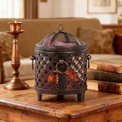 Dicimi Vintage Electric Wax Warmer for Scented Wax Melts - Flickering Fire LED Candle Warmer, Multi-Function Oil Warmer for Essential Oils, Safe Flameless Home Decor with 60-Day Warranty - Image 2