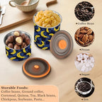 Dry Food Storage Containers Stainless Steel Storage Containers For Pantry Blue and Black Checkered Bananas Stackable Push Button 900ml - Image 6