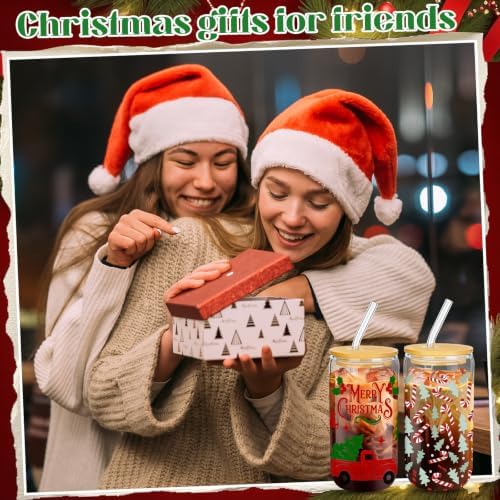 Umigy 12 Pack Christmas Glass Cups 16 oz Drinking Glasses,Classic Style - Image 5