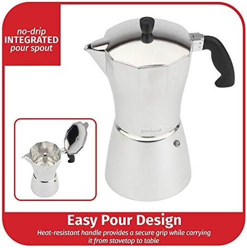 GoodCook Koffe 12-Cup Aluminum Stovetop Moka Pot Espresso Maker, Silver - Image 5