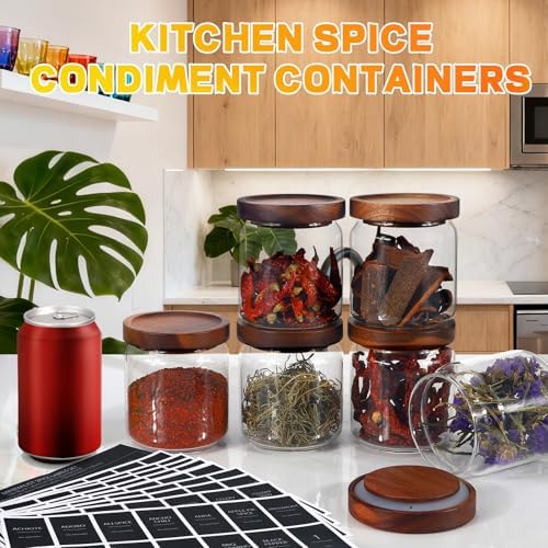 Glass Spice Jars Seasoning Containers Small Glass Jars with Lids Airtight Food Storage Canister for Kitchen Pantry Sugar Tea Coffee Bean Nuts Cookies Herbs Salt (16oz/473ml*6 pack) - Image 6