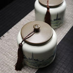 Tea Tin Food Storage Canister Loose Leaf Tea Packaging Box Empty Ceramic Sealed Canisters White Tea Black Tea Green Tea Longjing Tea Canisters - Image 3