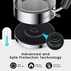 ASCOT Glass Electric Kettle, 1.5L Borosilicate Glass, 1500W, Silver - Image 5