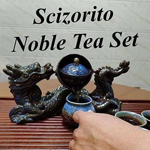 Chinese Gongfu Tea Set Gift Box, Chinese Dragon Shape, Pure Hand Firing, with 360Rotating Teapot and Infuser, Suitable for Office, Home, Gift (Dragon Feast) - Image 4