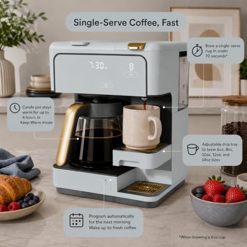 Multi-Brew Coffee Maker – 12-Cup Carafe & Single-Serve Pod or Grounds, Iced Coffee Mode, Programmable Touch Display, Includes Filters (Hydrangea) - Image 5