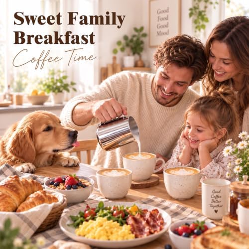 Honeydak 6 Pcs Milk Frothing Pitcher 304 Stainless Steel, 12oz, Silver - Image 4