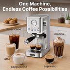 Zulay Magia Compact Espresso Machine – 20 Bar Small Espresso Machine with Milk Frother Steam, Latte & Cappuccino, Mini Espresso Machine 1350W Fast Heating, 40oz Water Tank, Stainless Steel – Silver - Image 6