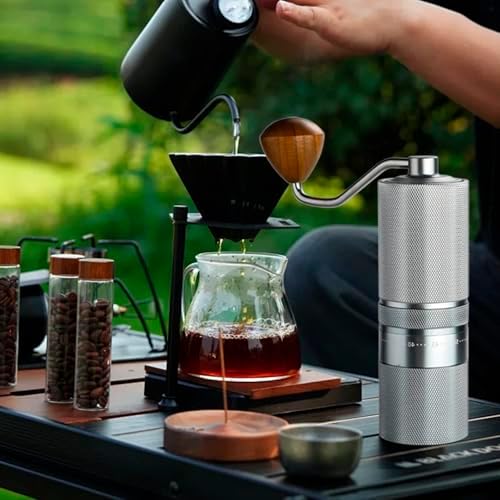 Manual Coffee Grinder with Stainless Steel Burr, Hand Coffee Grinder External Adjustable Grind Setting for Espresso, French Press (Silver) - Image 6