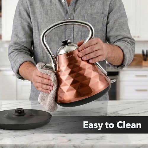 OVENTE 1.7L Retro Stainless Steel Electric Tea Kettle, Copper KS755CO - Image 4