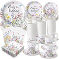 Pickmesh 252 Pcs Baby in Bloom Tea Party Supplies for 36 Guests Wildflower Paper Disposable Dinnerware Flower Teacup with Handle and Saucers Set for Tea Party Decorations Birthday Baby Shower Wedding by Pickmesh