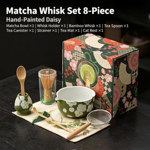 8-Pcs Japanese Matcha Tea Set – Hand-Painted Ceramic - Image 2