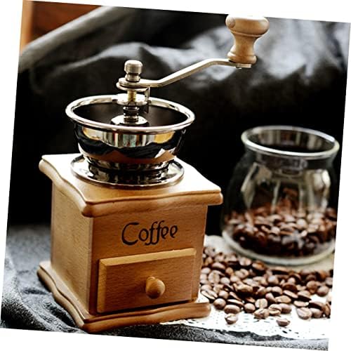 Vintage Manual Coffee Bean Grinder, Wooden Hand Crank Grain Mill - Image 3
