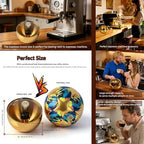Upgraded 2L Espresso Knock Box with Glass Lid, Magnetic Knock Bar, Gold - Image 3