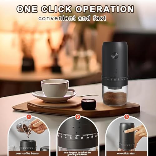 Portable Electric Burr Coffee Grinder with 40 Adjustable Settings & 35g Capacity, 1800mAh Rechargeable Coffee Bean Grinder with Conical Ceramic Burr, for Travel, Camping, White - Image 6