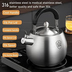 Teapots, Whistling Teakettle Stovetop Teapot, 316 Stainless Steel - Image 4