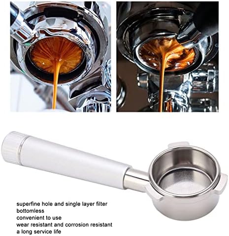 Fabater Coffee Portafilter, 54mm Bottomless Design Food Grade Stainless Steel and Aluminum Alloy 54mm Bottomless Portafilter, Stainless Steel Coffee with Single Layer Filter (Silver) - Image 2