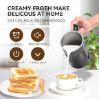 Electric Coffee Milk Frother, 11.8oz/350ml Milk Frother and Steamer with Two Whisks, One-touch Operation, Silent Foaming, Automatic Off & Easy Cleaning - Image 4