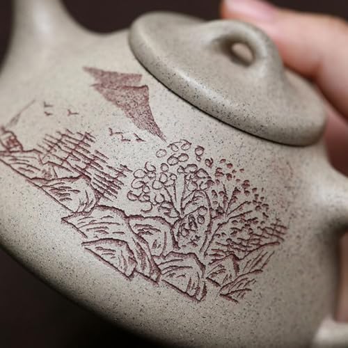Tea Kettle White Mud Stone Scoop Teapot Hand-carved Office Tea Ceremony Teapot Ceramic Tea Infuser - Image 3