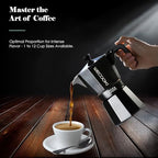 WECOOK! Bella Espresso Maker, Black, Aluminium, Mocha Coffee Maker, 6 Cups (300 ml), Silicone Seal & Safety Valve, Suitable for Gas, Electric and Glass Ceramic - Not for Induction - Image 7