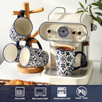 Blue Coffee Mugs Set of 4, Ceramic 16oz Tea Cup with Large Handle - Image 6