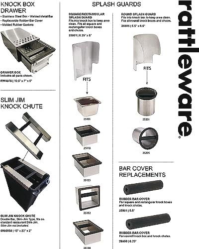 Rattleware Stainless Steel Open Bottom Knock Box Chute with Rubber Bar,6in - Image 3