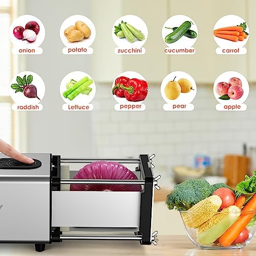 SIXRARI Electric French Fry Cutter, 1/2 & 3/8 Inch Interchangeable Stainless Steel Blades Automatic Potato Cutter, Commercial & Household Potato Slicer, Use for Potatoes Onion Cucumbers - Image 4