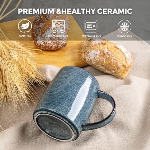 GBHOME Large Coffee Mugs Set of 4, 18oz Handmade Ceramic Coffee Mugs Set with Gradient color for Latte/Tea/Beer/Hot Cocoa, Dishwasher & Microwave Safe, Space blue - Image 3