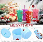 Honeydak 50 Pcs 24oz Christmas Holiday Cup Bulk, Tumbler with Straw and Lid - Image 2