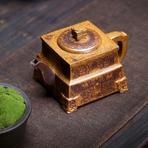 Tea Kettle Chinese Retro Square Han Ding Teapot Exquisite Retro Handmade Square Teapot Ceramic Tea Infuser - Image 6