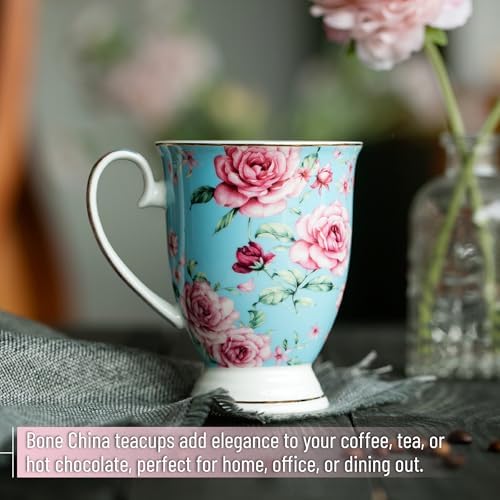 BTaT- Coffee Mugs, 12 oz, Set of 6, Floral Mugs, Porcelain Bone China, Coffee Cups - Image 6
