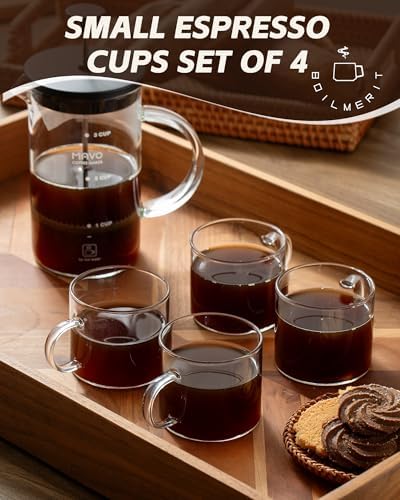 Pour Over Coffee Maker with Double-Layer Stainless Steel Filter, 20 oz Pour Over Coffee Dripper Espresso Cups Set of 4, 5 oz Small Espresso Shot Glasses with Handle - Image 3