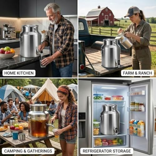 Stainless Steel Milk Can with Spigot Milk Bucket Beverage Dispenser - Image 7