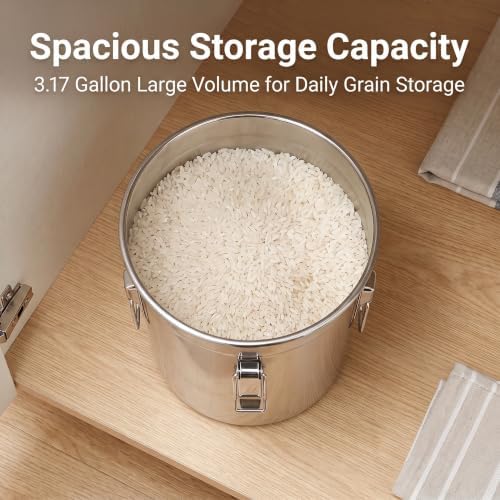 3.17Gal 304 Stainless Steel Airtight Canister with Lid & Locking Clamp - Image 5