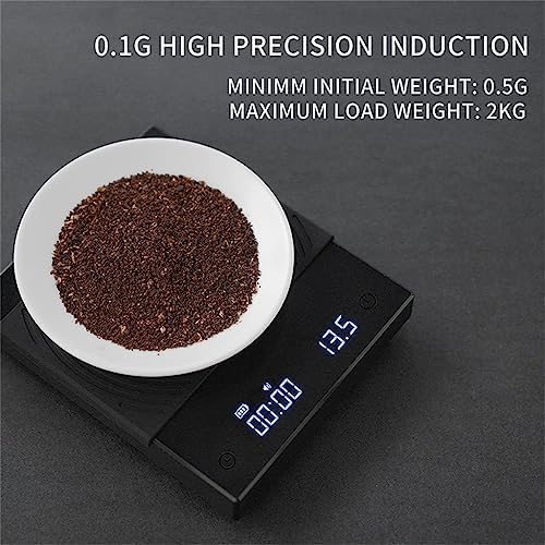 Black Basic+ Electronic Coffee Scale Built-in Auto Timer Digital Espresso Smart Kitchen 2kg - Image 3