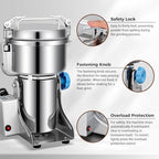 LEEVOT Grain Mill Grinder, 750g Commercial Spice Grinder Electric 2000W Stainless Steel Pulverizer Dry Grinder for Grinding Wheat, Oats, Corn, Pepper, and Coffee Beans – Grinder for Kitchen. - Image 4