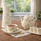 Belleek Classic Shamrock Tea for One Set, Handcrafted Teapot and Cup, Parian China Ceramic Tea Set, Microwave Safe, White - Image 6