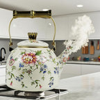 Vintage Tea Kettle 2.5L Rose Floral Enamel Stovetop Teapot Kitchen Decor - Image 7