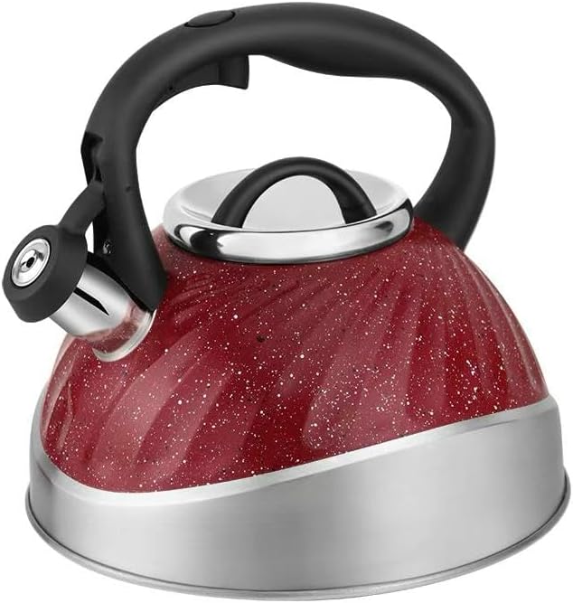 3L Stainless Steel Whistling Tea Kettle with Granite Coating – Speckled Stovetop Tea Pot with Capsuled Base Heat-Resistant Ergonomic Handle for All Stovetops - Image 2