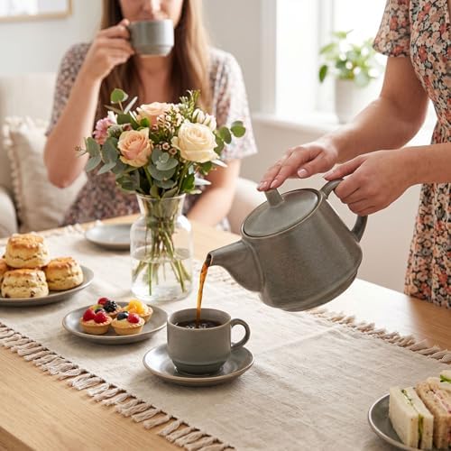 5.1 OZ Cappuccino Coffee Cup and Saucer Set, 4-piece ceramic coffee cup and saucer set, suitable for cappuccino, flat white, Americano, espresso, single-origin pour-over, and tea. - Image 7