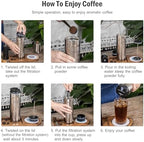 iBasingo 450ml Titanium French Press Coffee Flask Double-Walled Insulated Vacuum Cup Portable Water Bottle Outdoor Traveling Car Mug with Lid Ti3255D - Image 6