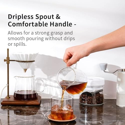 watchget Glass Coffee Carafe 500ml/17oz - Heat Resistant Thin Borosilicate Coffee Server, Clear Pour Over Coffee Pot Maker, Ideal for Home, Office, and Café (Pack of 2) - Image 7