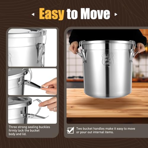 33L/ 8.7Gal Stainless Steel Food Storage Container with Lid and Handles - Image 5