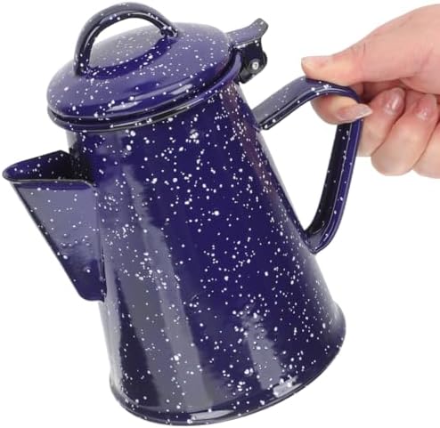 MAGICLULU Enamel Tea Kettle, Water Heating Coffee Pot with Anti-Scalding Handle and Thin Spout, for Home Dorm Office Restaurant Campfire Use, Blue, 0. 8L, 19 x 17 x 11. 5 cm - Image 5