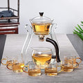 RORA Lazy Kungfu Glass Tea Set Semi Automatic Drip Rotating with Infuser Glass Teapot Set (6 cups) by RORA
