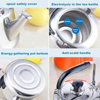Small Tea Kettle with Infuser, Food Grade Stainless Steel Stovetop Teapot, Whistling Stove Top Kettle Induction Gas Tea Kettle for Gas Hob(Orange,2L) - Image 3