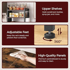 MAHANCRIS Bakers Rack with Mini Fridge Shelf, 3-Tier Microwave Stand, Coffee Bar Station with Paper Holder, Freestanding Kitchen Storage Rack, for Kitchen, Rustic Brown and Black BRHR5401 - Image 5