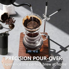 Pour Over Coffee Stand, Height Adjustable Hand Drip Cone Filter Holder, Premium Solid Walnut Wood Base & 304 Stainless Steel Dripper Station for Home Cafe Station, Walnut（Stand Only） - Image 3